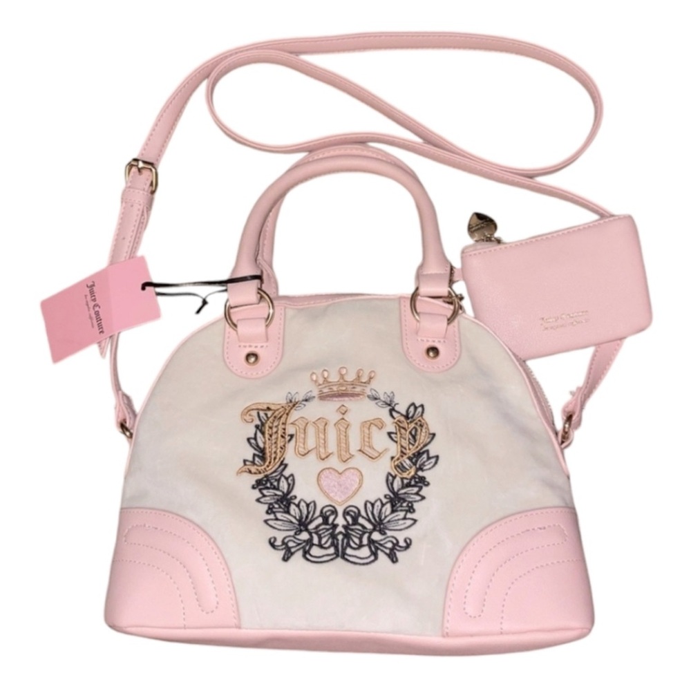 ❌SALE❌Juicy Couture Crystal Pink Velour Heritage Dome Satchel. Y2K, Designer,